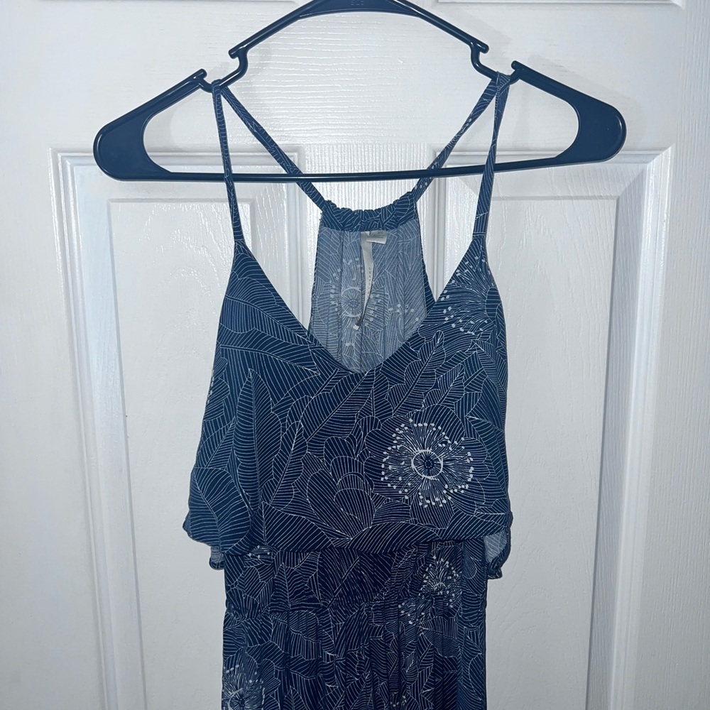 Lauren Conrad Boho Dark Floral Maxi Dress Flowy Strappy Back Summer Dress XS - Picture 4 of 6
